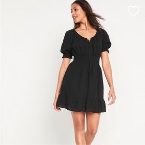 NEW Old Navy puff sleeve black mini dress XS petite